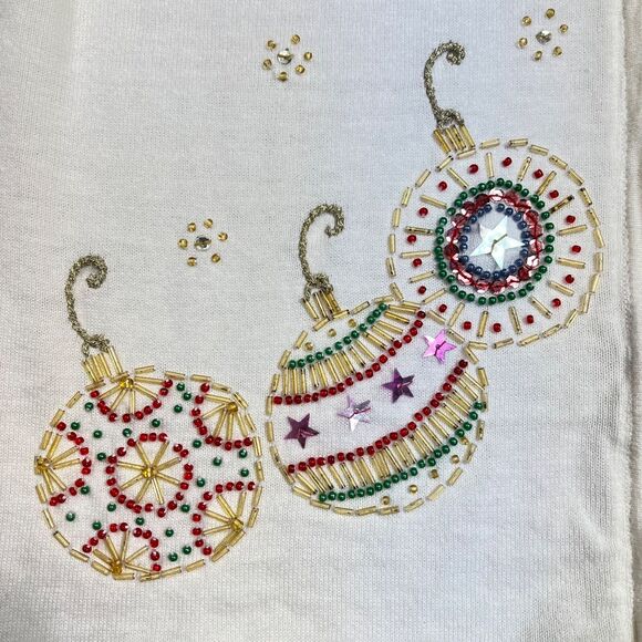 Studio Joy Womens Sweater Vest Beaded Full Zip Sleeveless Christmas Medium - Picture 7 of 11